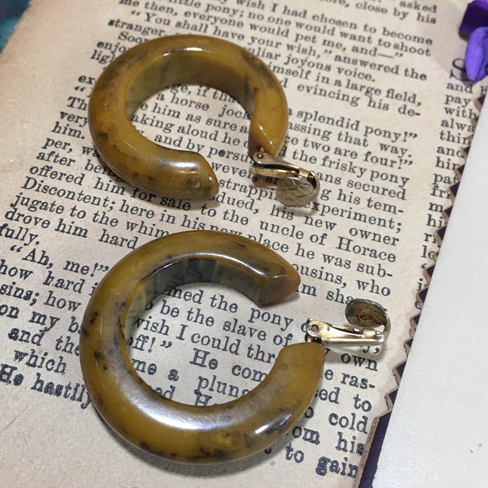 Vintage Mississippi Mud Bakelite Clip-on Earrings - Picture 6 of 8